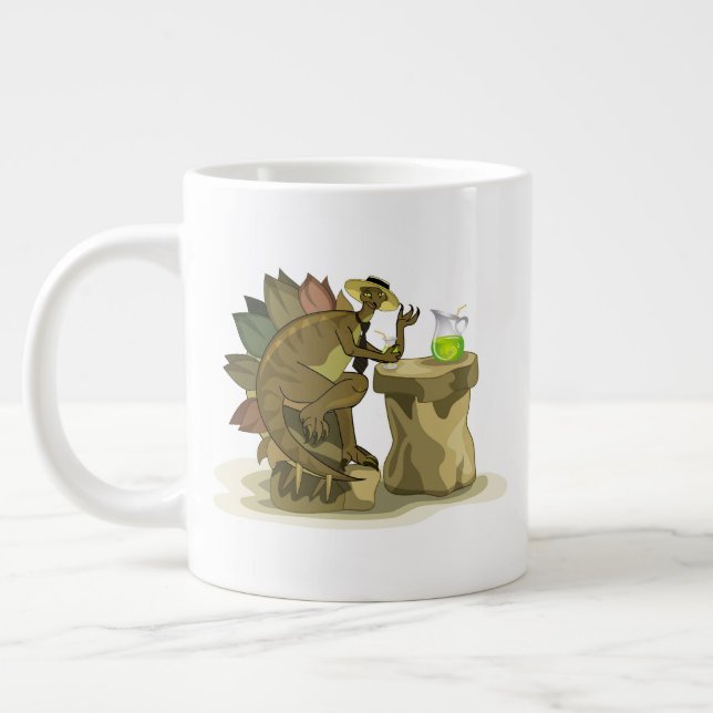 Illustration eines Stegosaurus, der ein Getränk tr Jumbo-Tasse (Links)