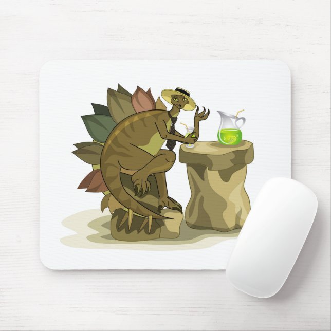Illustration eines Stegosaurus, der ein Getränk tr Mousepad (Mit Mouse)
