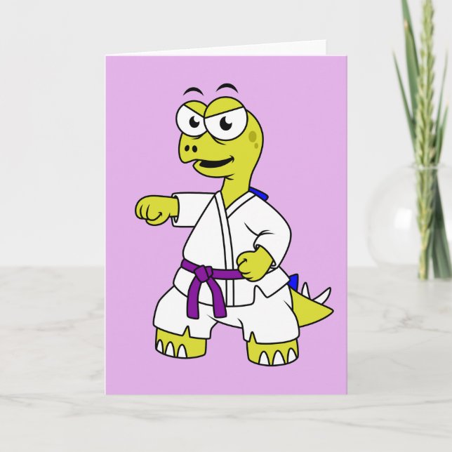 Illustration eines Stegosaurus, der Karate praktiz Karte (Vorderseite)