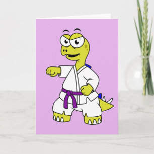 Illustration eines Stegosaurus, der Karate praktiz Karte