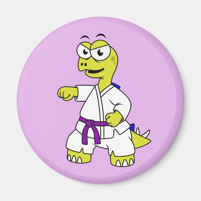 Illustration eines Stegosaurus, der Karate praktiz Magnet (Vorne)