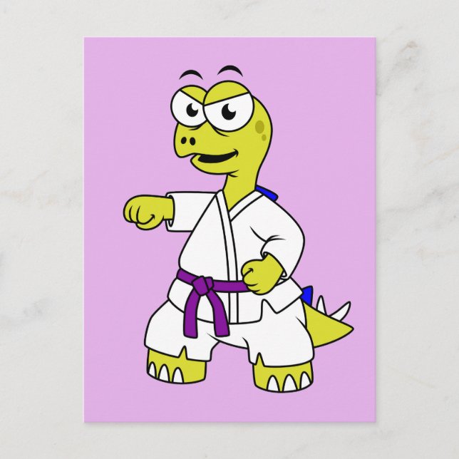 Illustration eines Stegosaurus, der Karate praktiz Postkarte (Vorderseite)