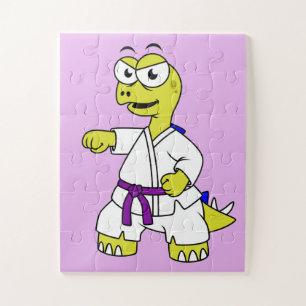 Illustration eines Stegosaurus, der Karate praktiz Puzzle