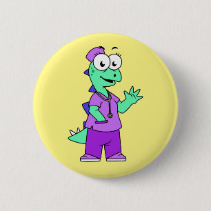 Illustration eines Stegosaurus-Krankenschwesters. Button