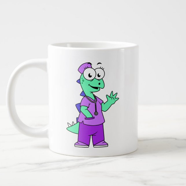 Illustration eines Stegosaurus-Krankenschwesters. Jumbo-Tasse (Links)
