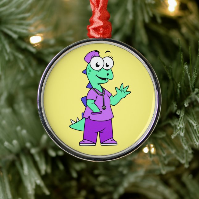 Illustration eines Stegosaurus-Krankenschwesters. Ornament Aus Metall (Baum)