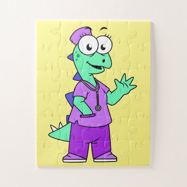 Illustration eines Stegosaurus-Krankenschwesters. Puzzle (Vertikal)