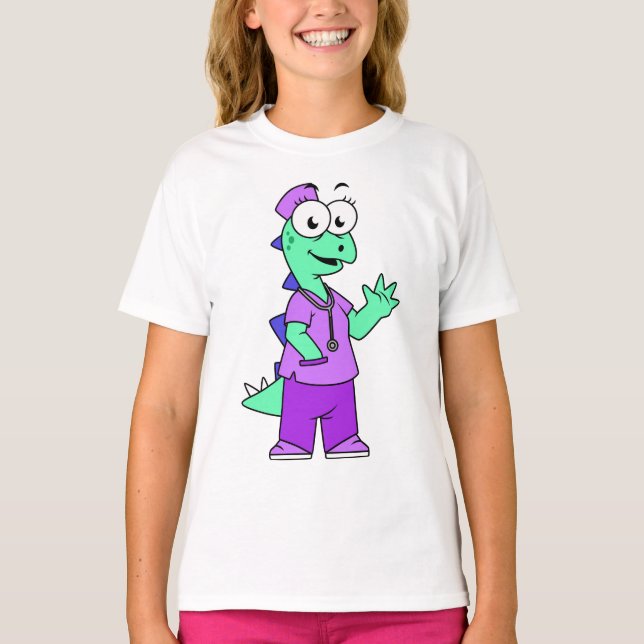 Illustration eines Stegosaurus-Krankenschwesters. T-Shirt (Vorderseite)