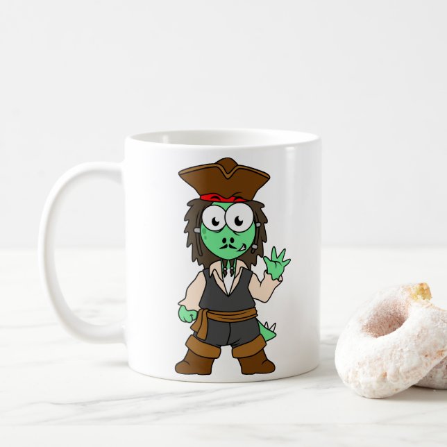Illustration eines Stegosaurus-Pirates, Jack-Sparr Kaffeetasse (Mit Donut)