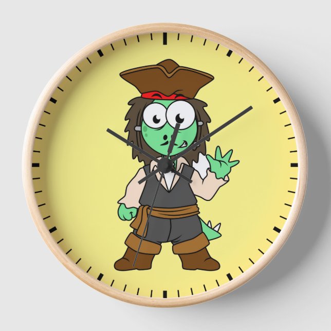 Illustration eines Stegosaurus-Pirates, Jack-Sparr Uhr (Vorderseite)