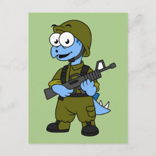 Illustration eines Stegosaurus Soldiers. Postkarte