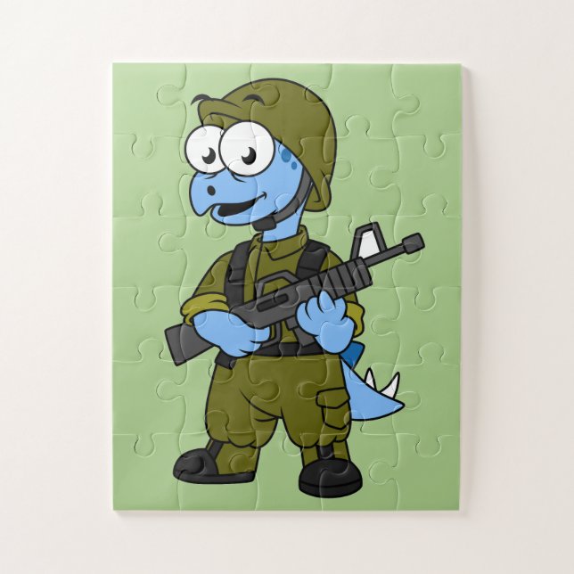 Illustration eines Stegosaurus Soldiers. Puzzle (Vertikal)