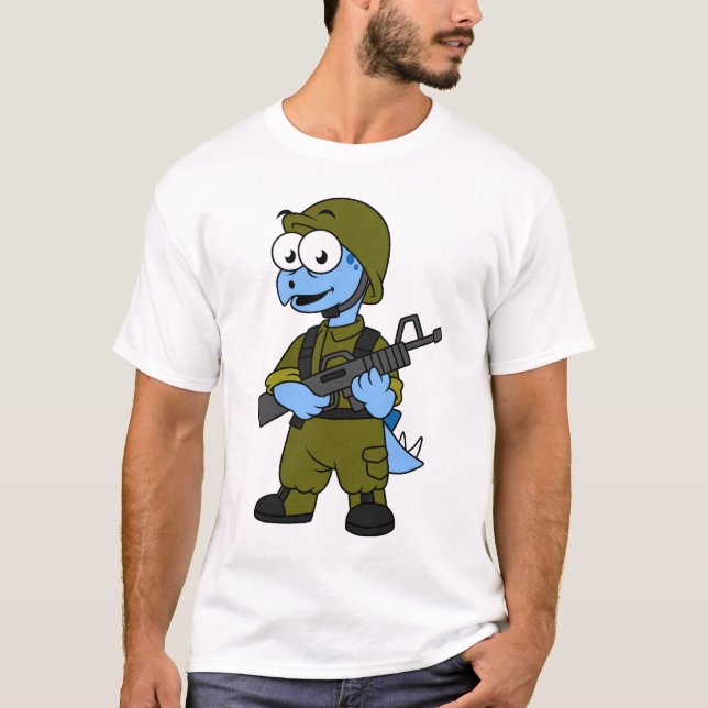 Illustration eines Stegosaurus Soldiers. T-Shirt (Vorderseite)