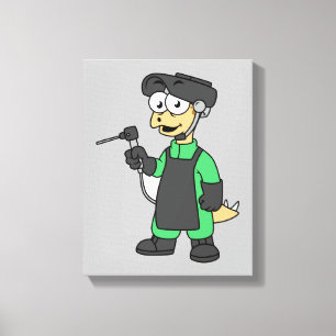 Illustration eines Stegosaurus Welders. Leinwanddruck