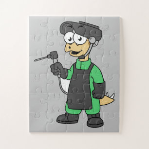 Illustration eines Stegosaurus Welders. Puzzle