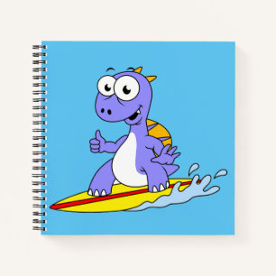 Illustration eines surfenden Spinosauriers. Notizbuch