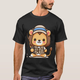 Illustration eines süßen Bären mit einem Fisch und T-Shirt