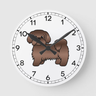 Illustration eines süßen Cartoon-Hundes der Rasse Runde Wanduhr
