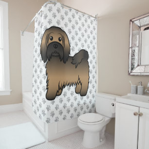 Illustration eines süßen Cartoon-Hundes mit Havane Duschvorhang