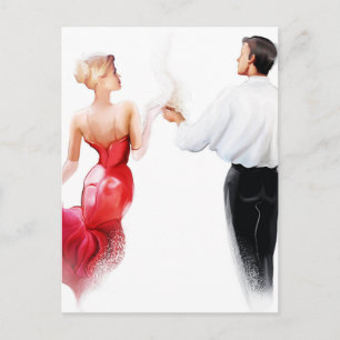Illustration eines Tanzpaares Postkarte