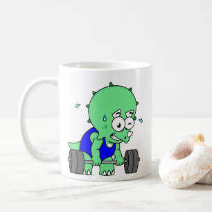 Illustration eines Triceratops, der Gewichte hebt. Kaffeetasse