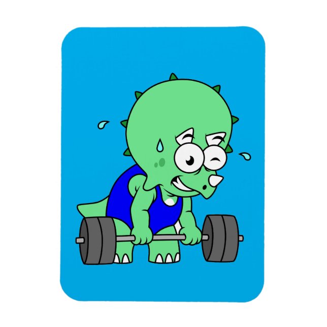 Illustration eines Triceratops, der Gewichte hebt. Magnet (Vertikal)