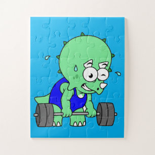 Illustration eines Triceratops, der Gewichte hebt. Puzzle