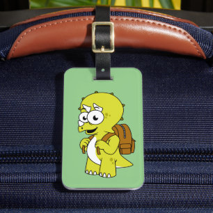 Illustration eines Triceratops mit Backpack. Gepäckanhänger