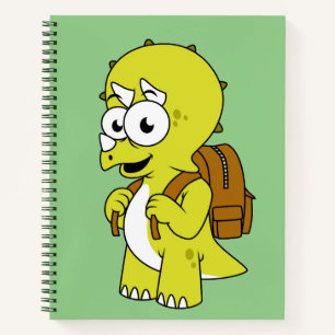 Illustration eines Triceratops mit Backpack. Notizbuch