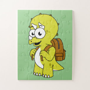 Illustration eines Triceratops mit Backpack. Puzzle