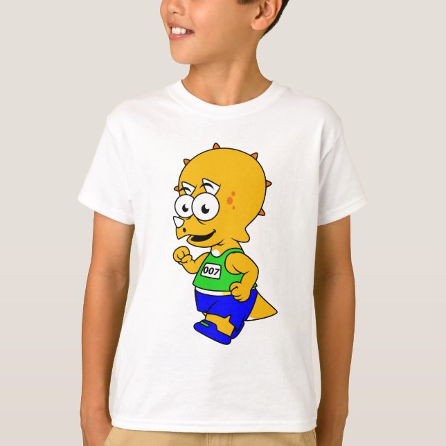 Illustration eines Triceratops Runners. T-Shirt (Vorderseite)