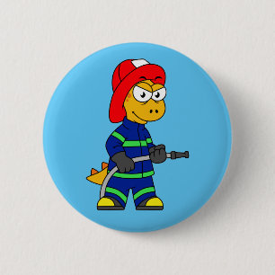 Illustration eines Tyrannosaurus Rex Feuerwehrmann Button