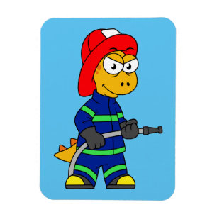 Illustration eines Tyrannosaurus Rex Feuerwehrmann Magnet