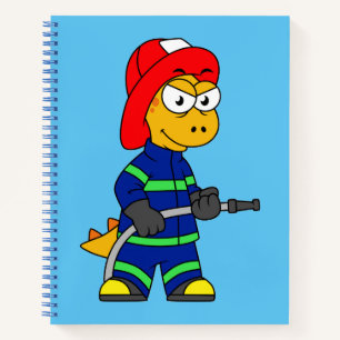 Illustration eines Tyrannosaurus Rex Feuerwehrmann Notizbuch