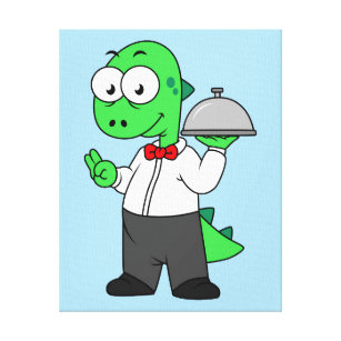 Illustration eines Tyrannosaurus Rex Food Kellners Leinwanddruck