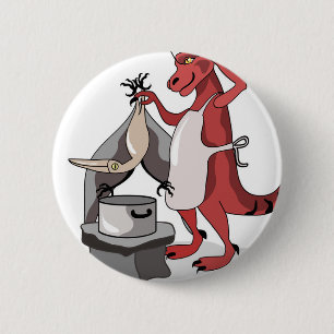 Illustration eines Tyrannosaurus Rex Koch Cooking. Button