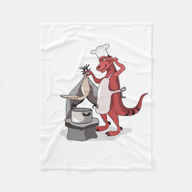 Illustration eines Tyrannosaurus Rex Koch Cooking. Fleecedecke (Vorderseite)