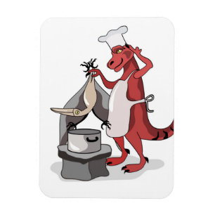 Illustration eines Tyrannosaurus Rex Koch Cooking. Magnet