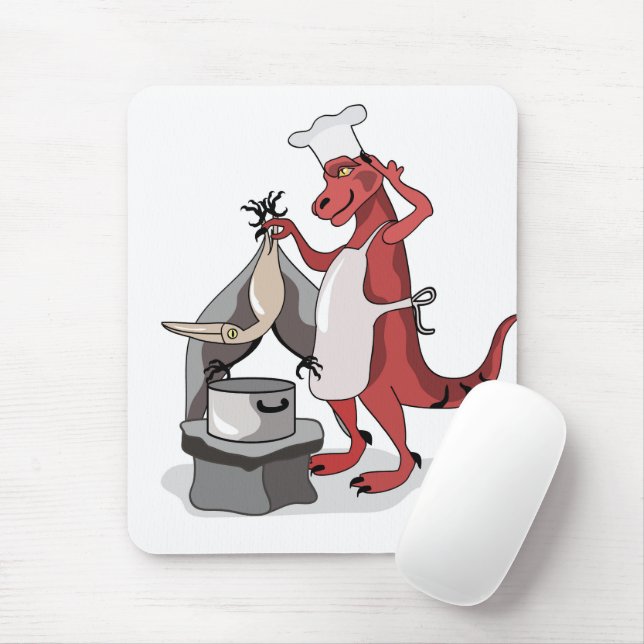 Illustration eines Tyrannosaurus Rex Koch Cooking. Mousepad (Mit Mouse)