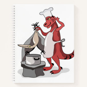 Illustration eines Tyrannosaurus Rex Koch Cooking. Notizbuch