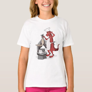 Illustration eines Tyrannosaurus Rex Koch Cooking. T-Shirt