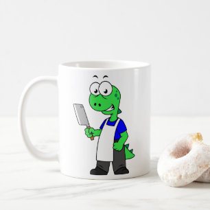 Illustration eines Tyrannosaurus Rex Metzgers. Kaffeetasse