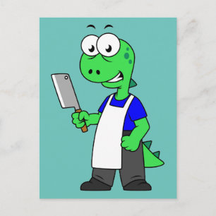 Illustration eines Tyrannosaurus Rex Metzgers. Postkarte