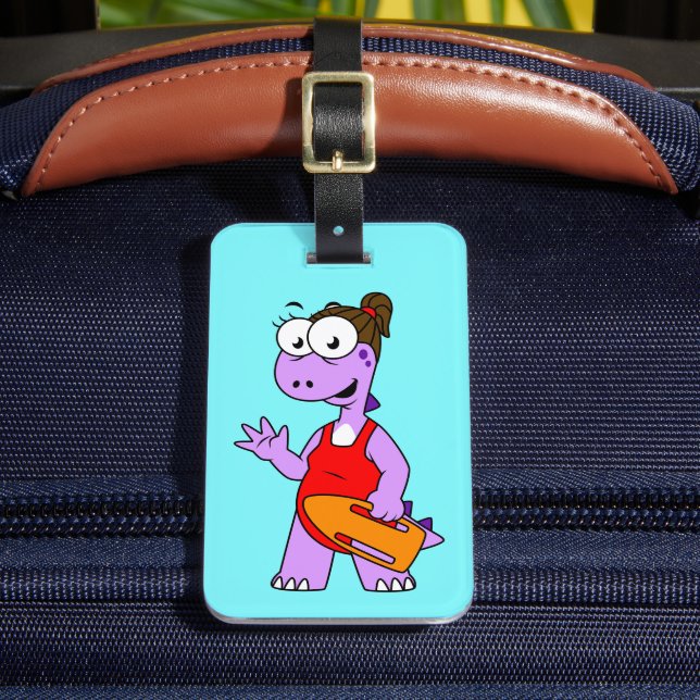 Illustration eines Tyrannosaurus Rex Rettungsschwi Gepäckanhänger (Vorderseite Insitu 2)