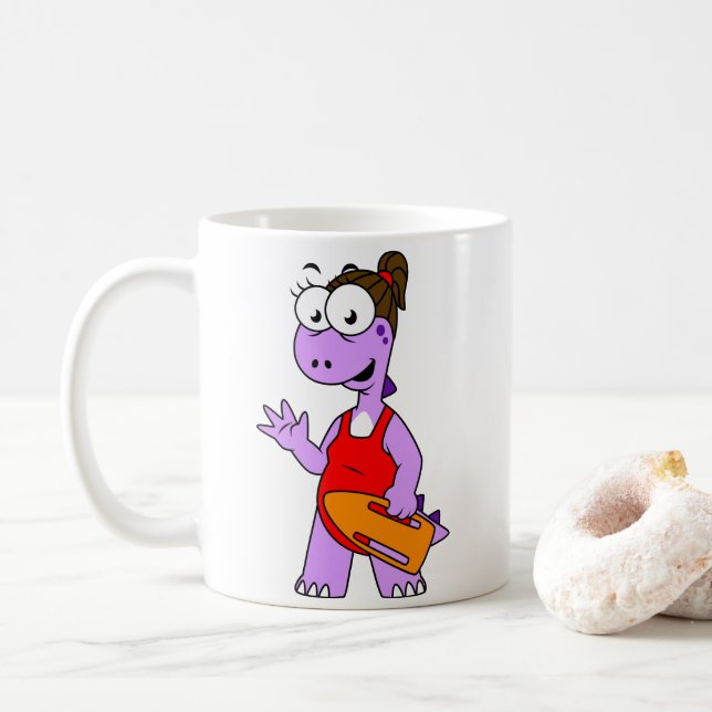 Illustration eines Tyrannosaurus Rex Rettungsschwi Kaffeetasse (Mit Donut)