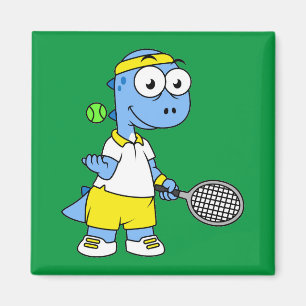 Illustration eines Tyrannosaurus Rex Tennis Player Magnet
