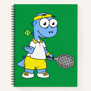 Illustration eines Tyrannosaurus Rex Tennis Player Notizbuch