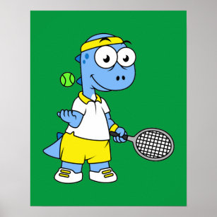 Illustration eines Tyrannosaurus Rex Tennis Player Poster