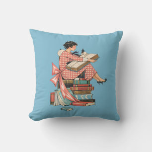 Illustration eines Vintage-Buchliebhabers beim Les Kissen