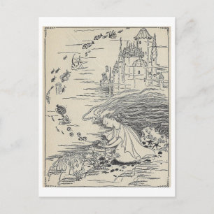 Illustration eines Vintage-Buchs: Mädchen mit Musc Postkarte
